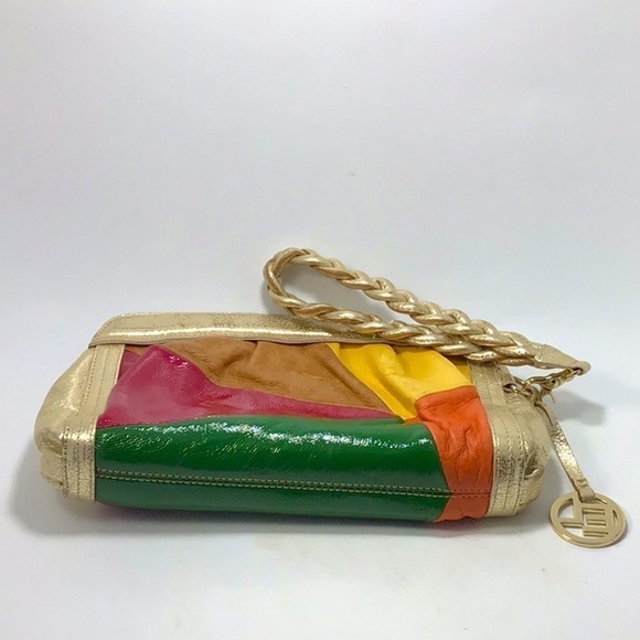 ELLIOTT LUCCA RARE CALYPSO COLORBLOCKED LEATHER CLUTCH - Picture 4 of 11